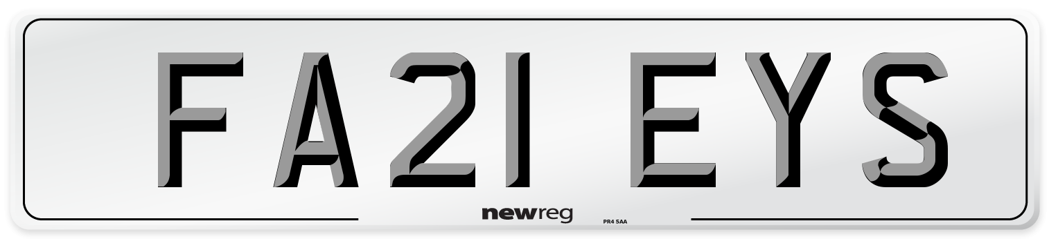 FA21 EYS Number Plate from New Reg